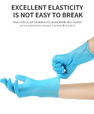 Protective Blue Nitrile Powder Free Hand Gloves Food Grade Disposable